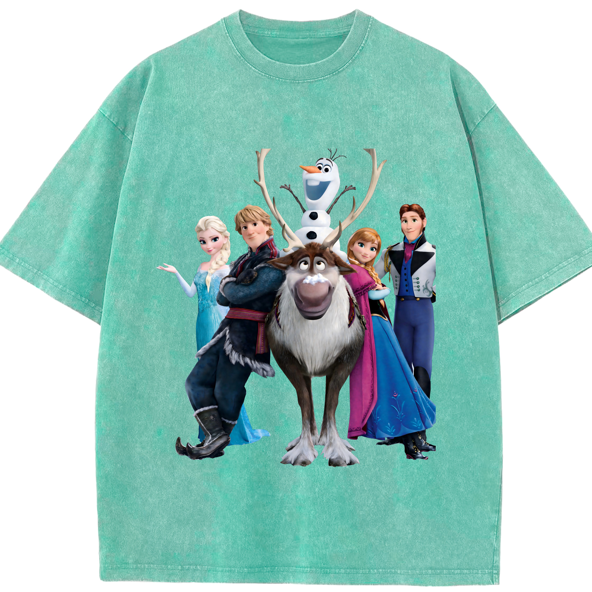 （画像用） アナと雪の女王 アンナ エルサ Frozen Anna Elsa 綿100% ヴィンテージ風 半袖Tシャツ（フロントプリント）